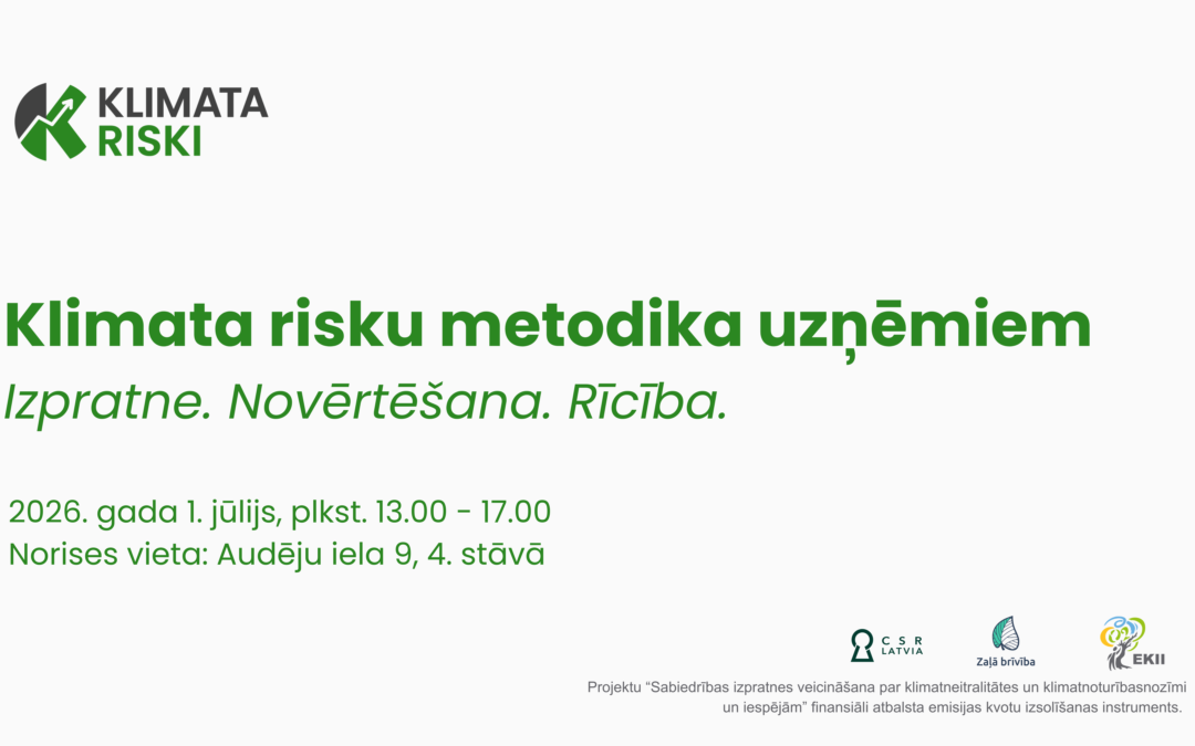 Mācības ilgtspējas vadītājiem par klimata risku novērtēšanu uzņēmumā