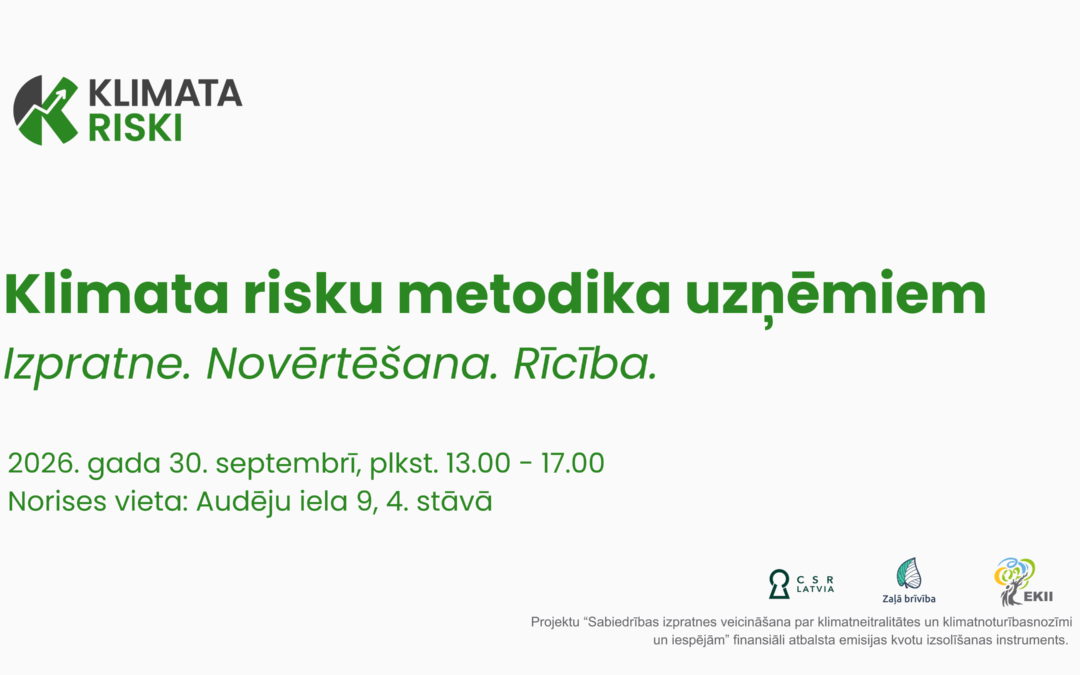 Mācības ilgtspējas vadītājiem par klimata risku novērtēšanu uzņēmumā